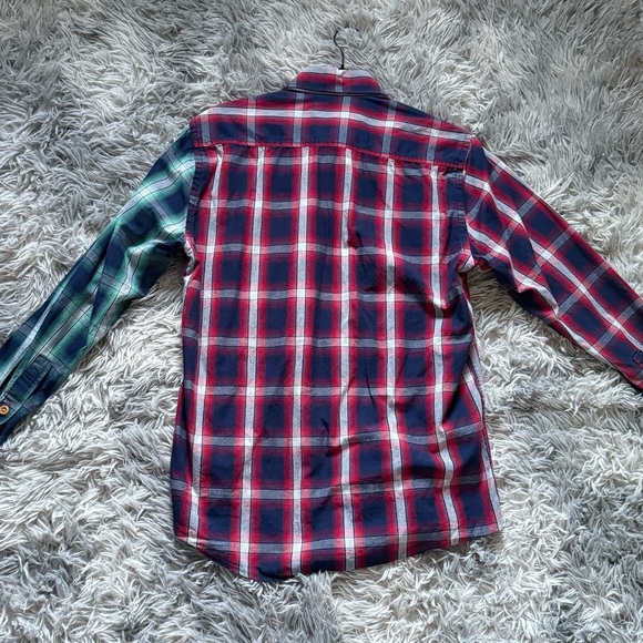 Bold Red and Blue Plaid Casual Button Down Shirt - Picture 8 of 9